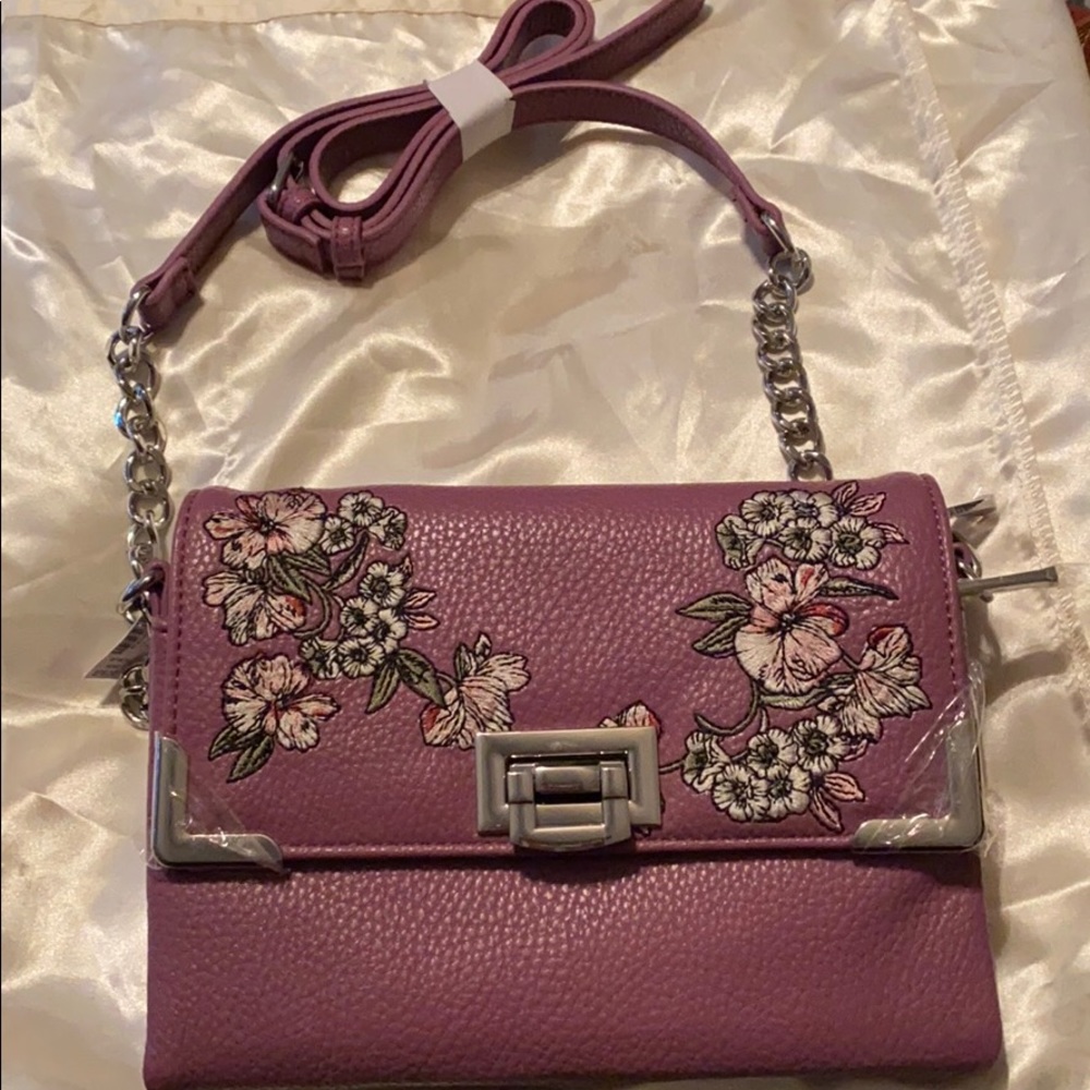 White House Black Market purple leather crossbody